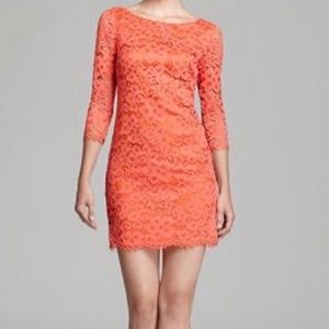 Tina Turk Floral Lace Dress - coral